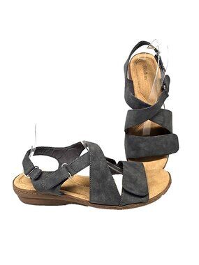 Cobbie Cuddlers Jolene Strappy Grey Leather Sandals Women's Size 11 W